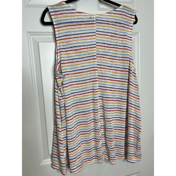 Lane Bryant Red Blue Yellow Stripe Sleeveless Tank Plus Size 22 / 24 - Picture 3 of 7